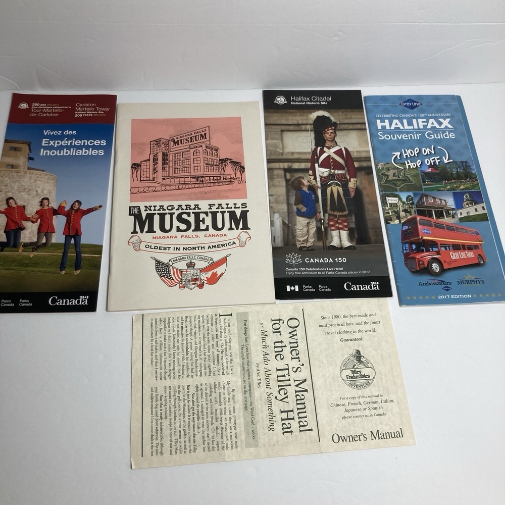 Canada Brochures Travel Guides Lot of 4 Niagara Falls Halifax; Tilley Hat Manual